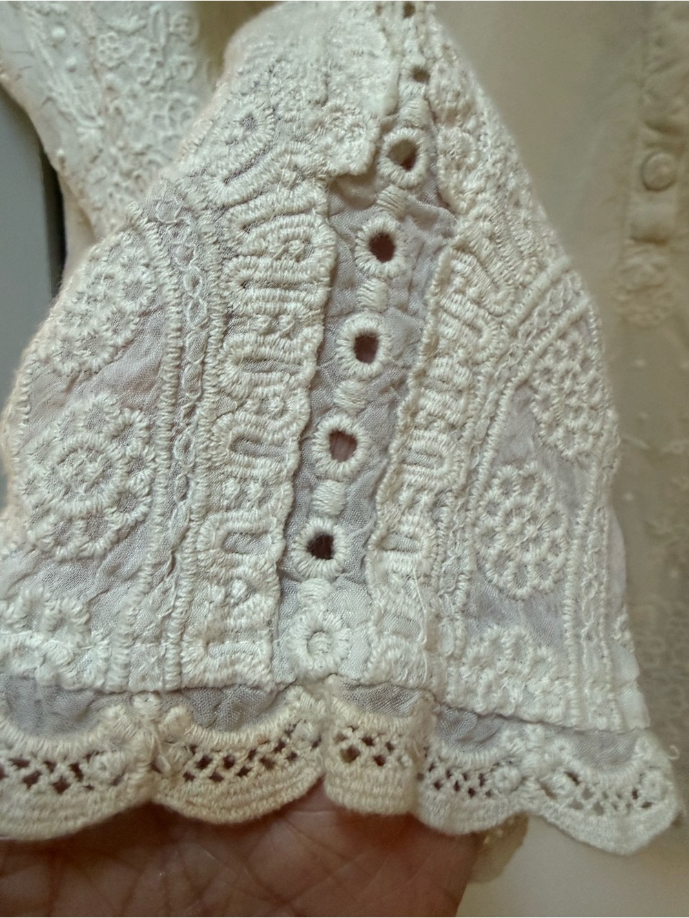 Johnny Was Cream Embroidered Boho Tunic Top - Picture 5 of 8